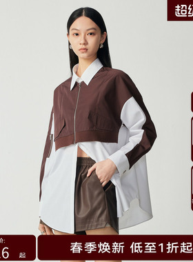 H·GENTEEL荷高新秋装女假两件拼接撞色长袖衬衫GUD33630678-1