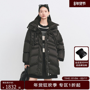 【商场同款】HPLY荷比俪冬季新款女盘扣新中式A型连帽羽绒服
