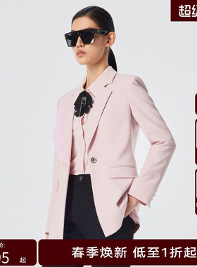 H·GENTEEL荷高 春新品经典款网纱点缀直角肩外套GUD11520577