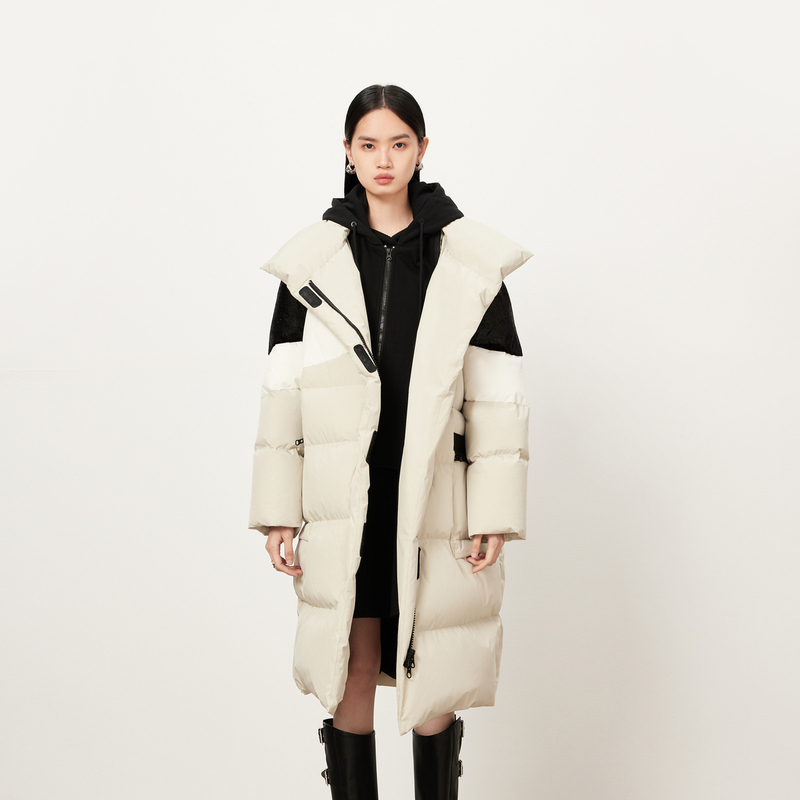 【商场同款】HPLY荷比俪冬季新色块白鹅绒撞色拼接休闲温暖羽绒服