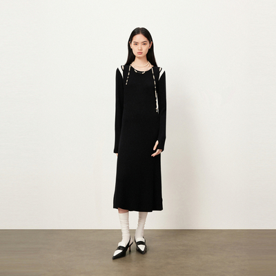 【商场同款】HPLY荷比俪冬季新款撞边毛衫连衣裙HMD42750366