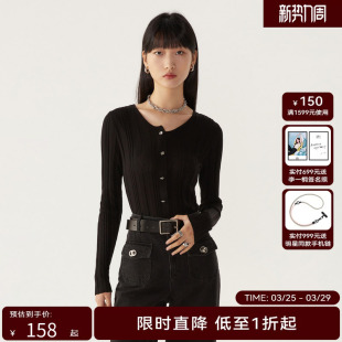 女 莱赛尔毛针织衫 HPLY荷比俪新款 不对称衣领设计长袖