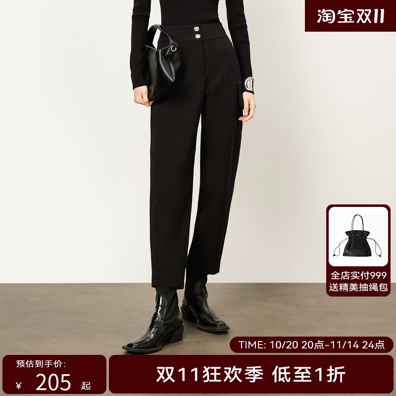 【商场同款】HPLY荷比俪2023冬季新款工装哈伦裤长裤