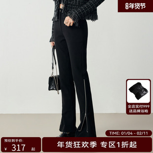 H·GENTEEL荷高女装秋新品修身及地裤长喇叭裤GUD35410598