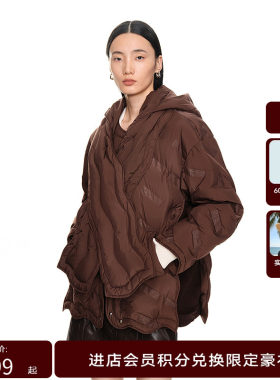 H·GENTEEL荷高年新款冬装女可拆卸围巾羽绒服