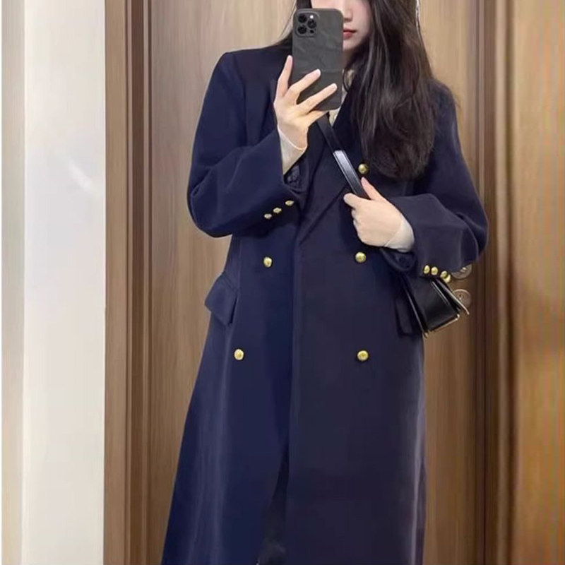 韩版百搭名媛气质加厚毛呢外套女秋冬季宽松显瘦中长款呢子大衣潮