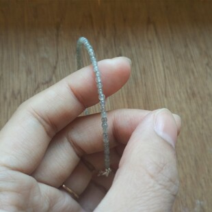 细致之美 超细迷你2mm天然灰月光石拉长石手链 S925纯银扣 小萌新