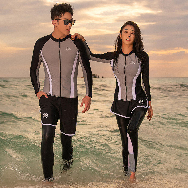 防晒泳衣情侣潜水服浮潜水母衣速干长袖长裤全身显瘦圆领女分体