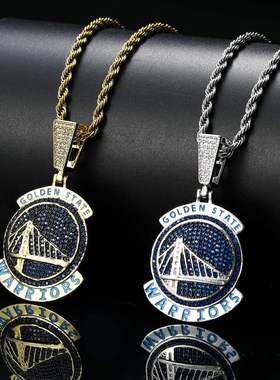NBA金州勇士球队项链吊坠镶锆石
