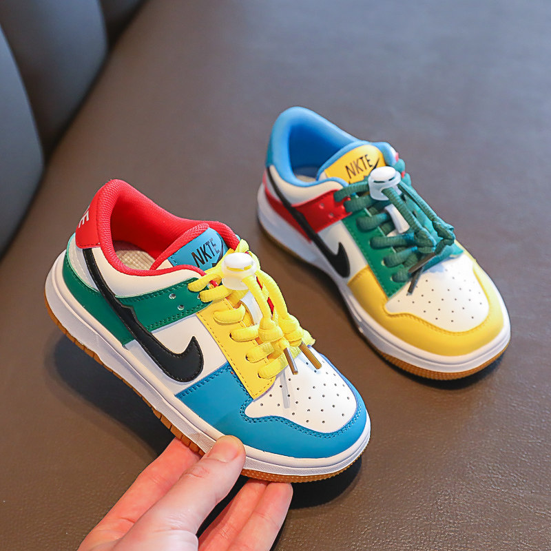 真皮儿童版鸳鸯aj运动鞋女童鞋子2023春秋新款拼色男童休闲板鞋潮