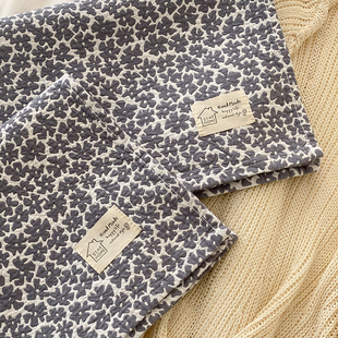 ins韩系全棉枕巾高支高密碎花小清新防油吸汗枕头盖巾大尺寸情侣