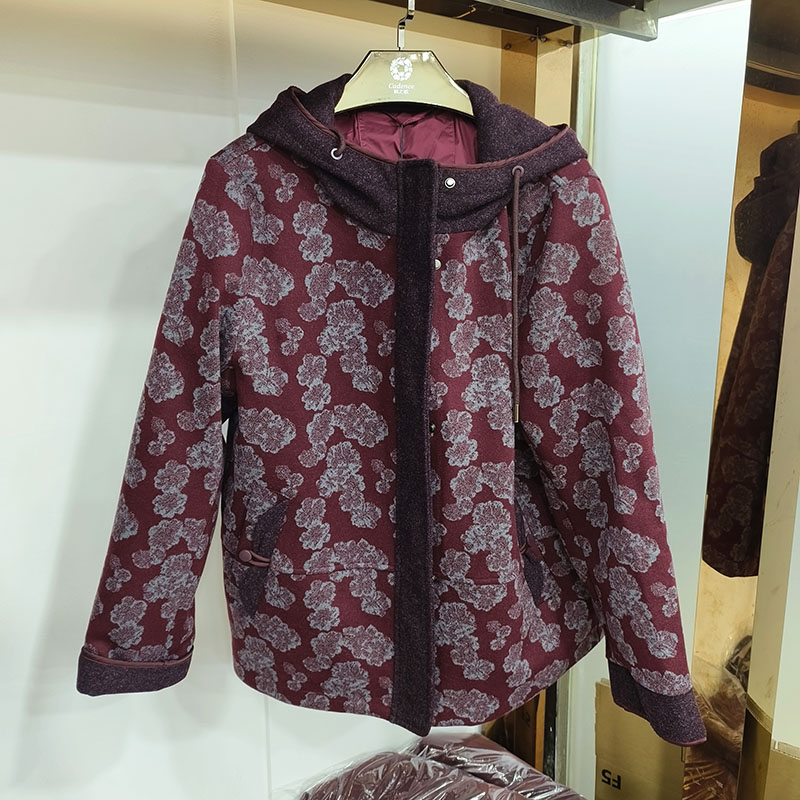 丝瑞SR-089妈妈冬加厚风衣内胆羽绒服中老年女白鸭绒冲锋衣福太太