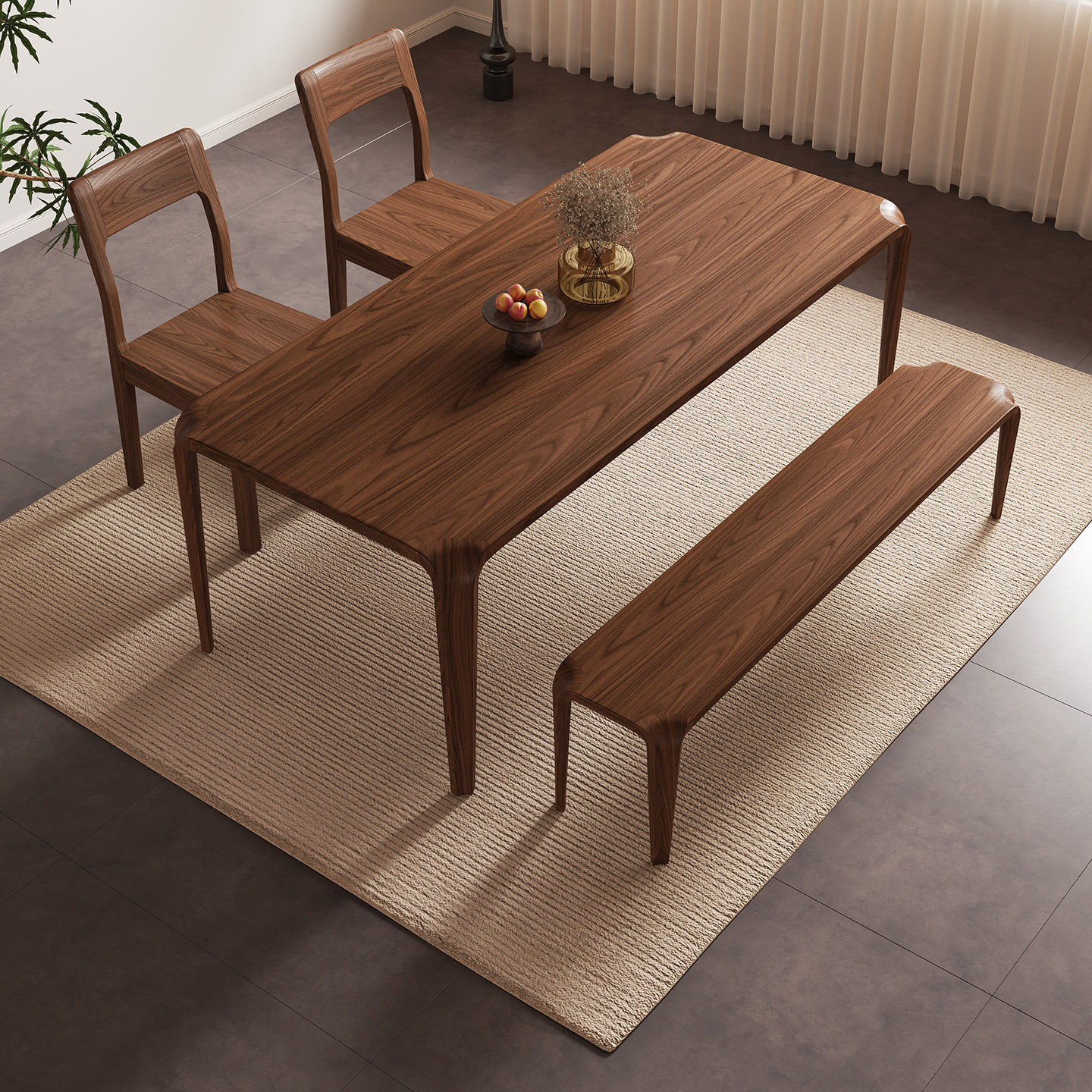 卡答黑胡桃实木餐桌椅组合家用中古风高端餐厅茶桌吃饭桌2026新款