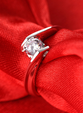 沁缘爱语仿真结婚银戒指