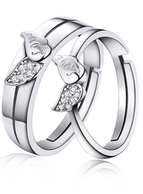 沁缘比翼双飞925银活口情侣对戒
