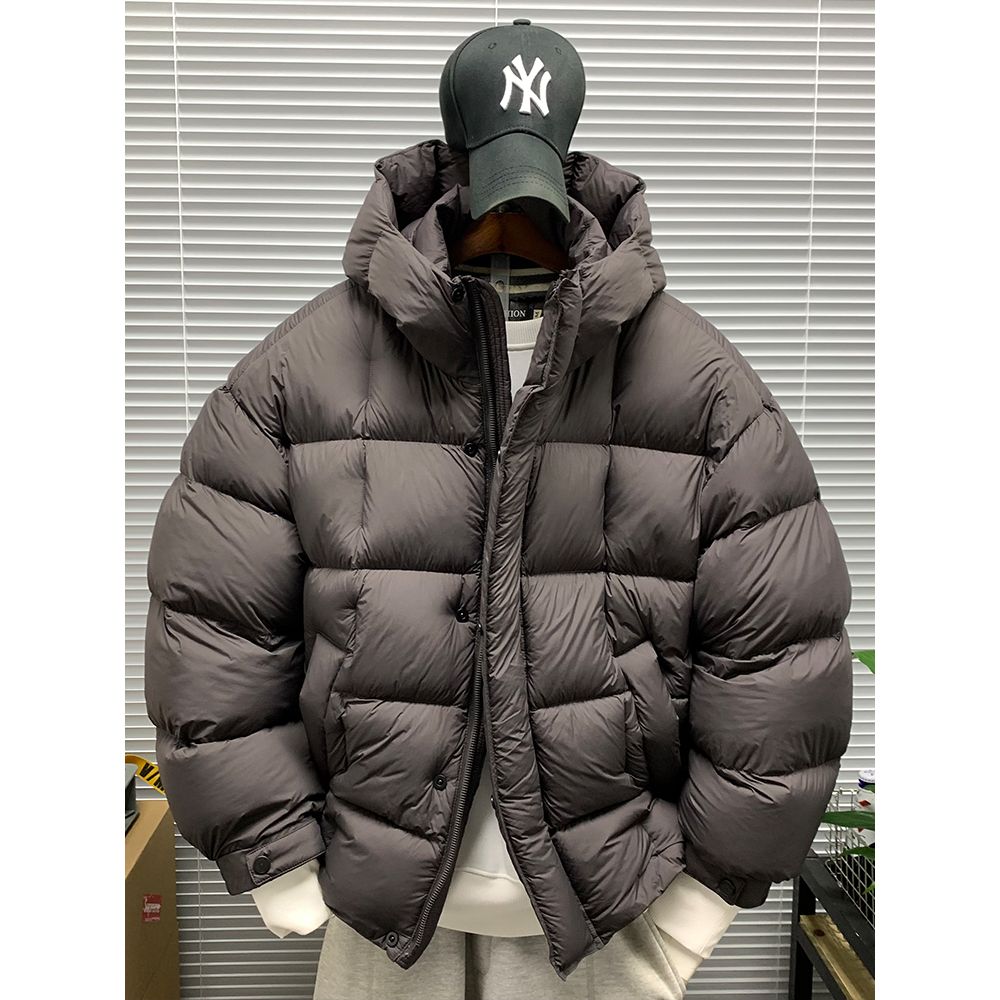 冬季新款连帽羽绒服外套男士轻薄保暖休闲宽松潮牌百搭防风面包服