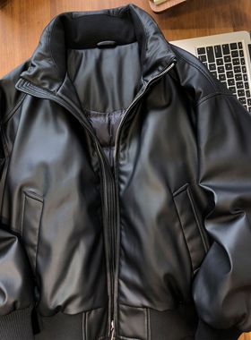 Dublin超纤蛋白软皮90白鸭绒机车皮衣羽绒服男士冬季新款保暖外套