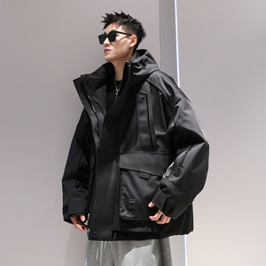 90白鸭绒工装连帽羽绒服男冬季2024新款宽松加厚冲锋衣外套潮