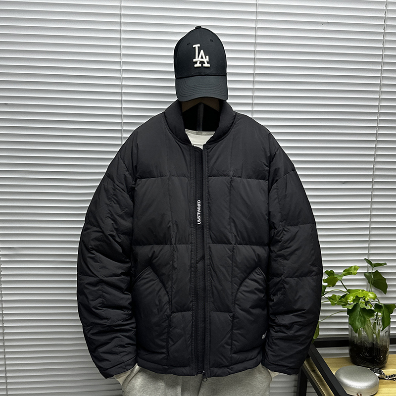 棒球领刺绣白鸭绒羽绒服男士冬季装大码青少年保暖休闲羽绒外套潮