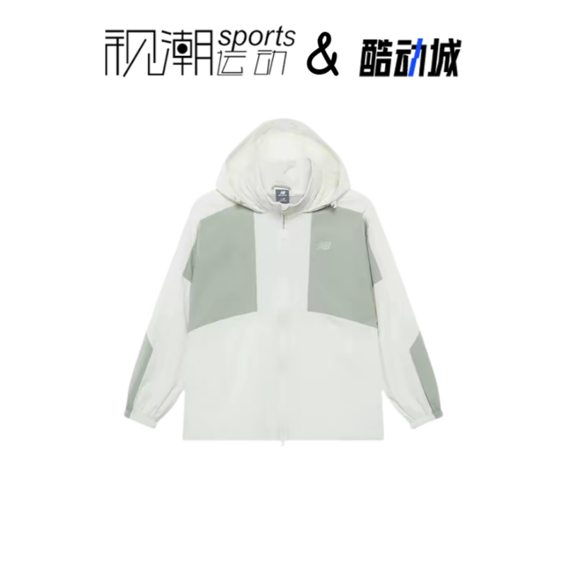 NB象牙白拼色轻薄透气冲锋衣外套