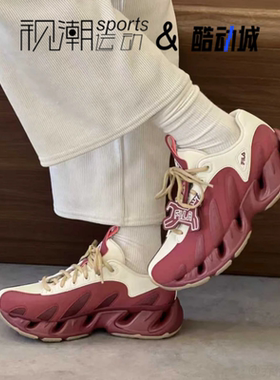 FILA斐乐VETTA红色女子复古厚底老爹鞋V头鞋运动鞋F12W613117FWR