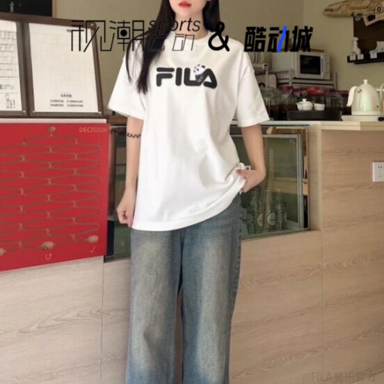 斐乐HERITAGE云菇白男女短袖T恤