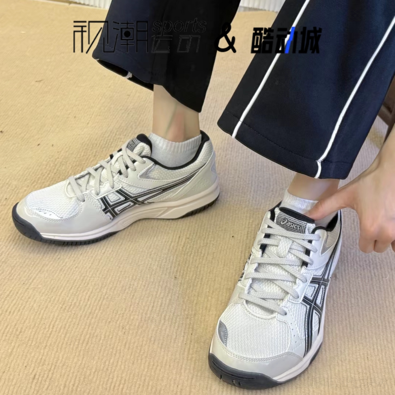 亚瑟士RiverCS白黑轻盈乒乓球鞋
