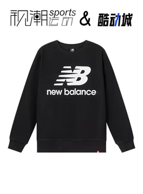 New Balance NB 黑色男百搭经典LOGO圆领卫衣套头衫AMT03560-BK