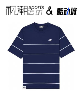 New Balance NB藏青色男撞色条纹舒适运动休闲短袖T恤NEE22231-NV