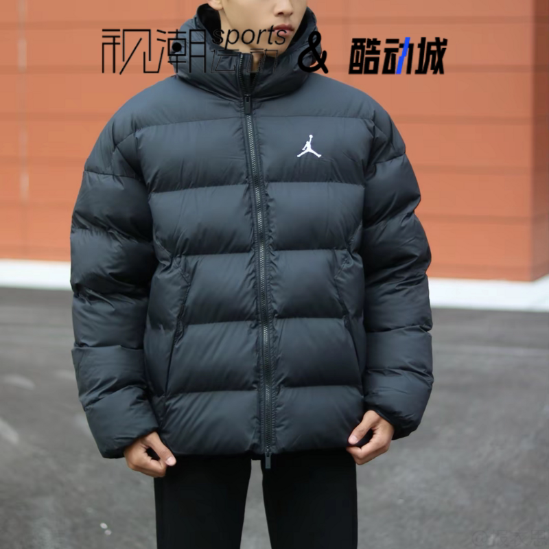 Jordan黑色男女百搭连帽防风保暖运动休闲夹克棉服外套HV0533-010