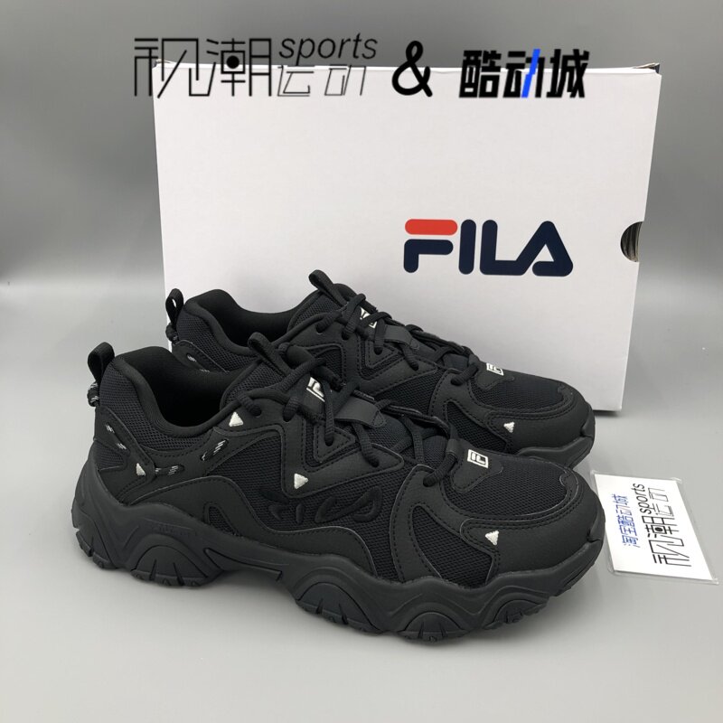 FILA猫爪4黑色女缓震老爹跑步鞋