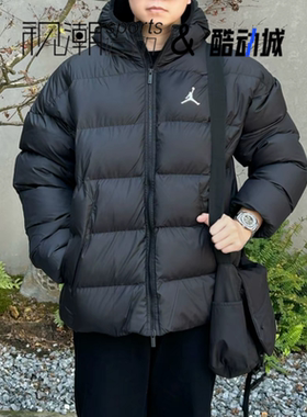 Jordan Brooklyn黑色男女连帽保暖运动休闲夹克棉服FV7318-010