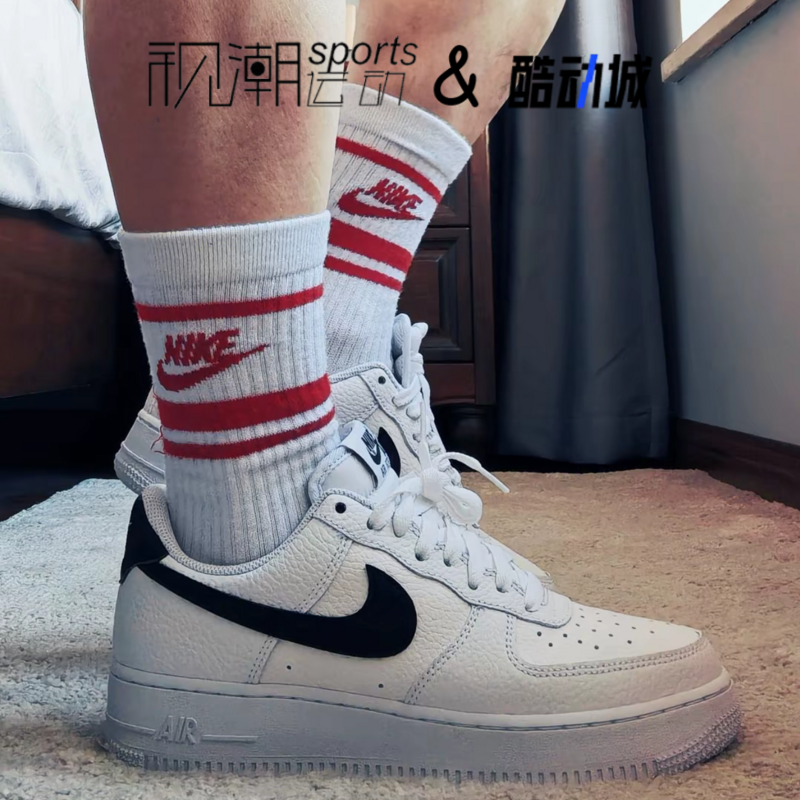 Nike耐克Air Force 1 AF1白黑男空军一号复古休闲板鞋CT2302-100