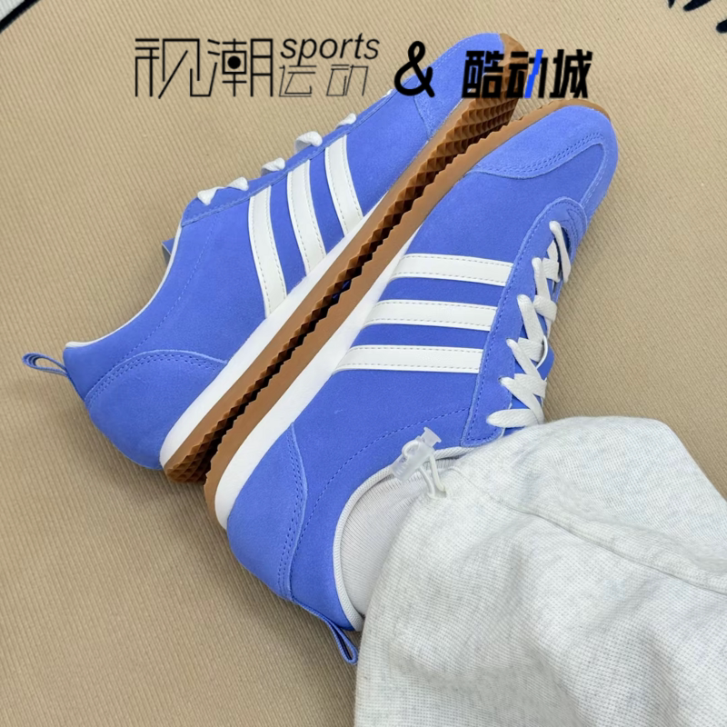 阿迪达斯VSJOG2.0蓝色T头板鞋