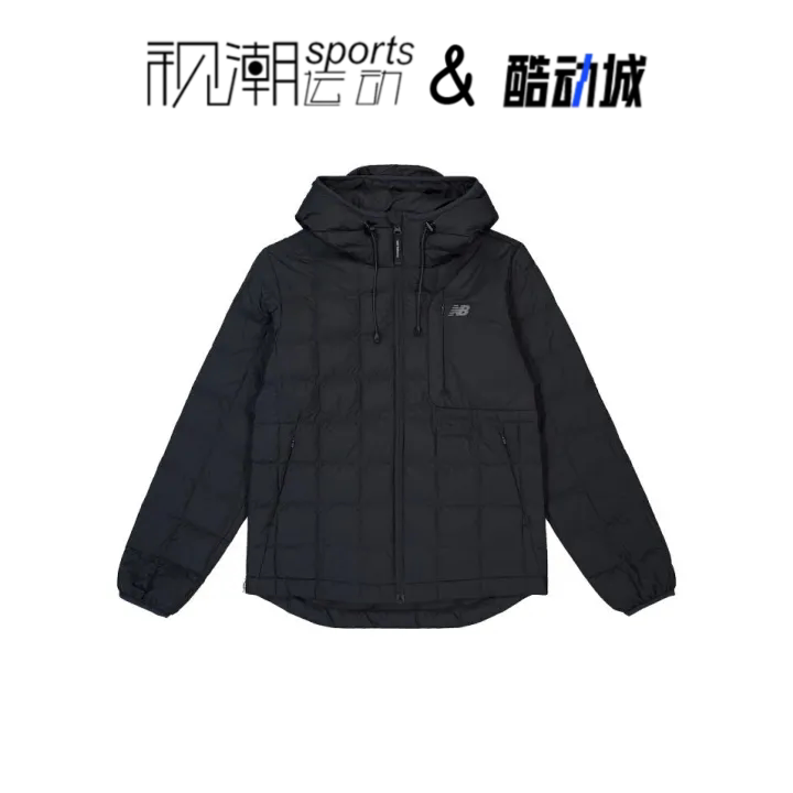 NB黑色男防风保暖休闲连帽羽绒服