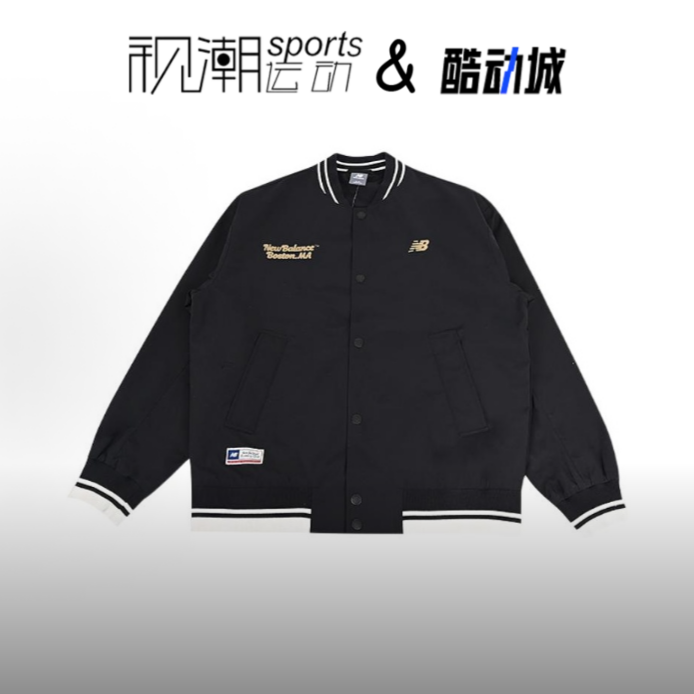 NB黑色梭织棒球服百搭运动休闲