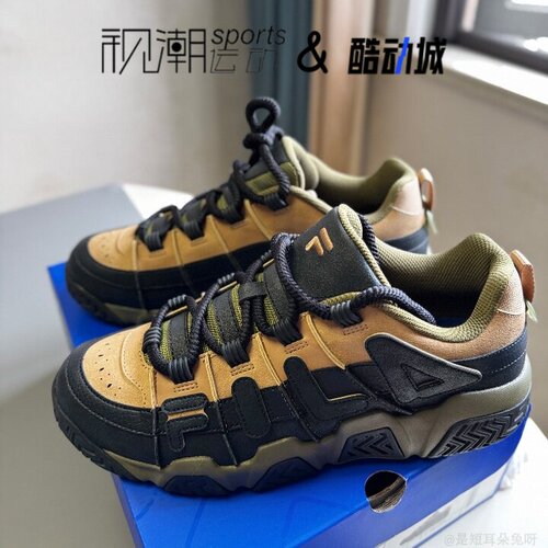 斐乐面包鞋黑棕色减震耐磨篮球鞋