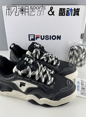 FILA斐乐潮牌KICK 黑色男潮流百搭耐磨波浪底滑板鞋T12M342305FBA