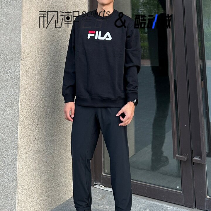 斐乐ORIGINALE黑色男女宽松卫衣