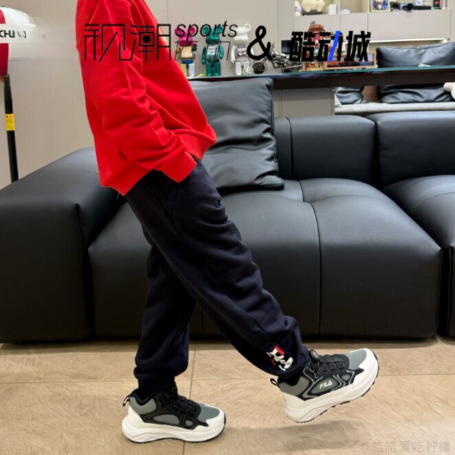 斐乐山猫龙舌兰绿儿童加绒棉鞋