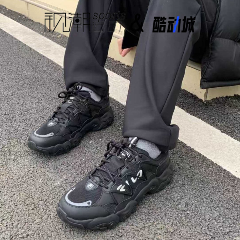 斐乐猫爪6影黑灰运动休闲老爹鞋