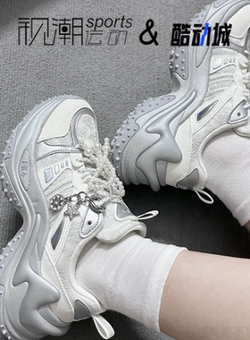 FILA斐乐鱼刺3代25年版 白灰女厚底运动休闲老爹鞋F52W541178FSW