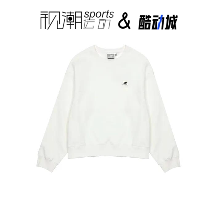 NB白色女子长袖卫衣宽松休闲圆领