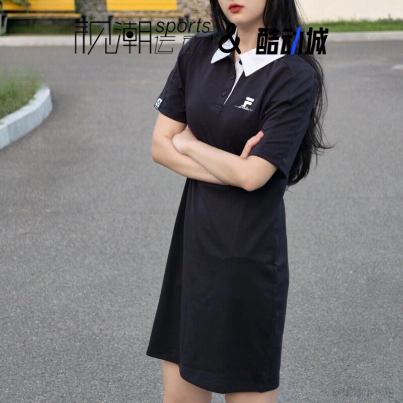 斐乐FOBINLINE黑色女短袖连衣裙