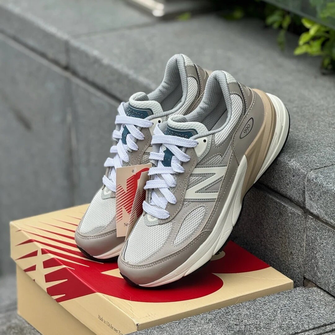 NB990V6米色男耐磨休闲跑步鞋
