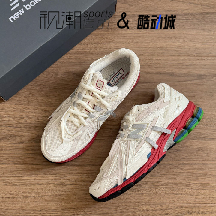 NB1906A白红色男女休闲跑步鞋