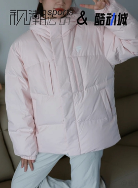 FILA斐乐粉色男女时尚宽松保暖休闲连帽羽绒服外套T11U543912FLP