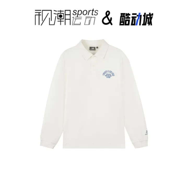 NB白色长袖Polo衫复古刺绣休闲