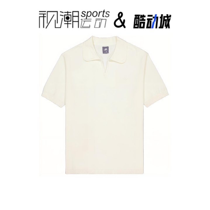 NB象牙白休闲纯色翻领短袖POLO衫