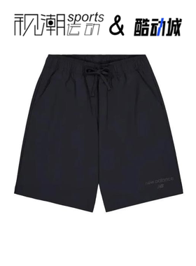 New Balance NB 黑色男简约舒适百搭梭织休闲运动短裤AMS41521-BK